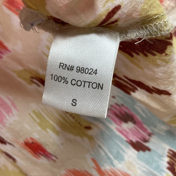 House of Harlow 1960 Flutter Sleeve Tie Neck Top Pink Multi Print Size Small - Picture 6 of 7